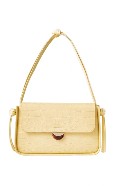 Shop Loeffler Randall Maggie Croc-effect Leather Shoulder Bag In Yellow