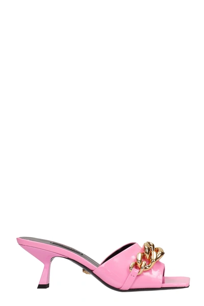 Shop Versace Sandals In Fuxia Patent Leather
