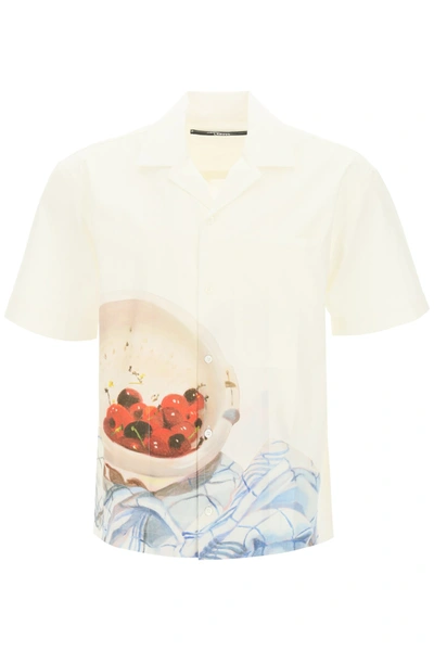 Shop Jacquemus Jean Shirt With Cerises Print In Print Cherries (white)