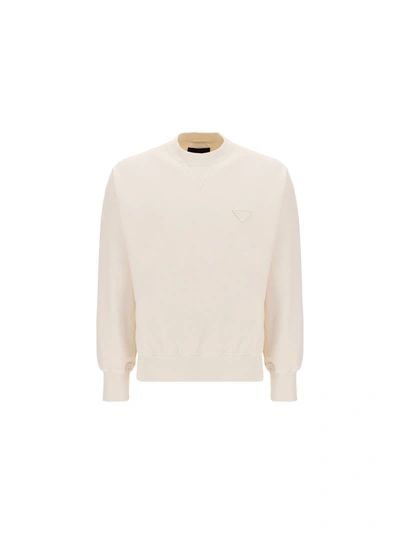 Shop Prada Sweatshirt In Natural White