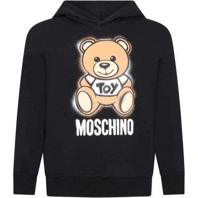 Shop Moschino Black Sweatshirt For Kids With Logo