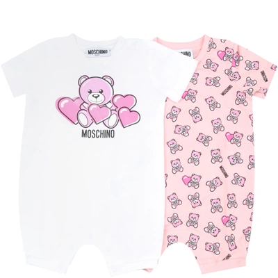 Shop Moschino Multicolor Set For Baby Girl In Pink