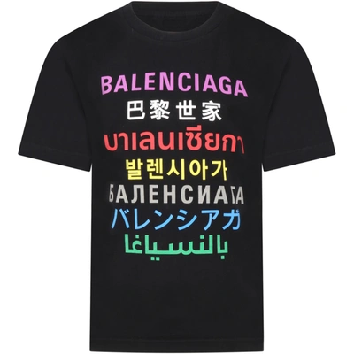 Shop Balenciaga Black T-shirt For Kids With Logos
