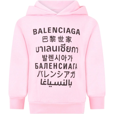 Shop Balenciaga Pink Sweatshirt For Kids With Logos