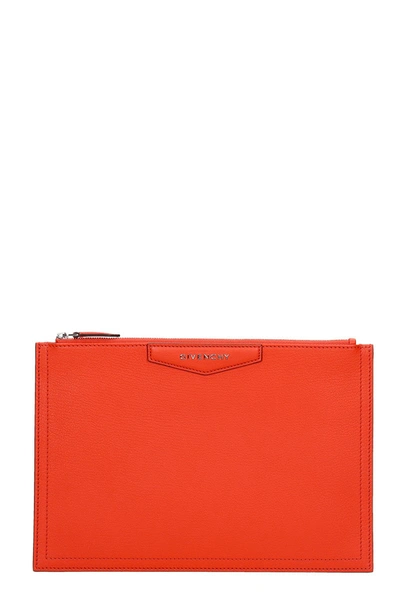 Shop Givenchy Antigona Media Clutch In Red Leather