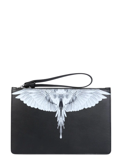 Shop Marcelo Burlon County Of Milan Clutch With Wings Logo In Black