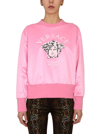 Shop Versace Regular Fit Sweatshirt In Pink