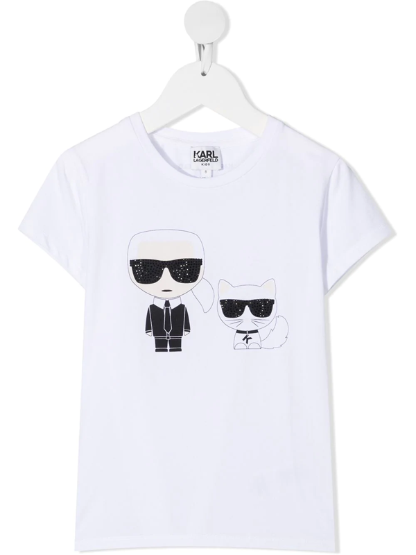 Karl Lagerfeld Kids Ikonik Choupette-print jersey short set - White