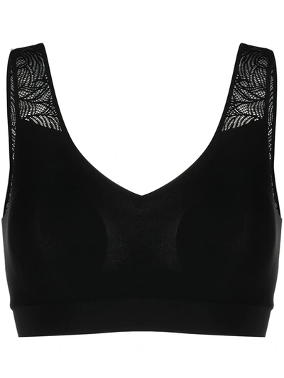 Shop Chantelle Stretch Lace Padded Top In Black