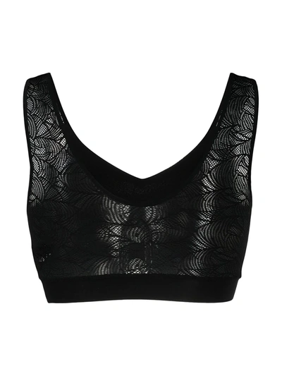 Shop Chantelle Stretch Lace Padded Top In Black