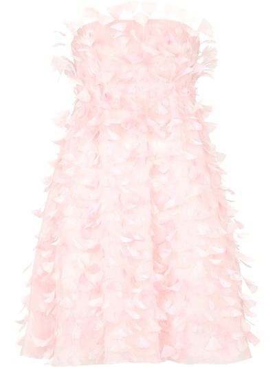 Shop Dolce & Gabbana Feather-embellished Strapless Dress In Pink