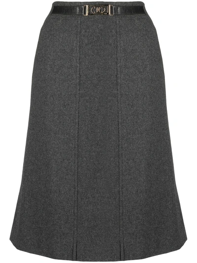 Pre-owned Celine  Belted Knee-length Skirt In Grey