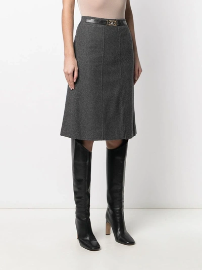 Pre-owned Celine  Belted Knee-length Skirt In Grey