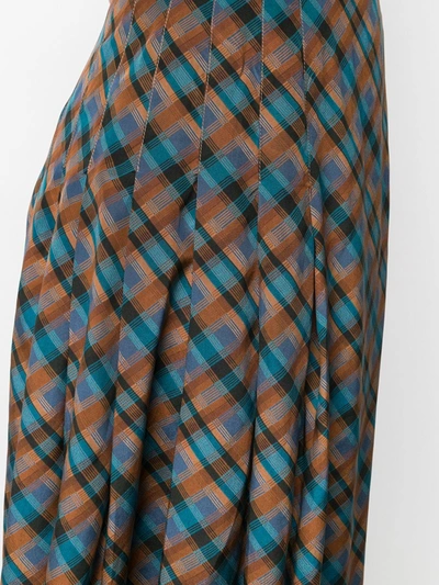 Pre-owned Saint Laurent Plaid Pleated Skirt In Blue