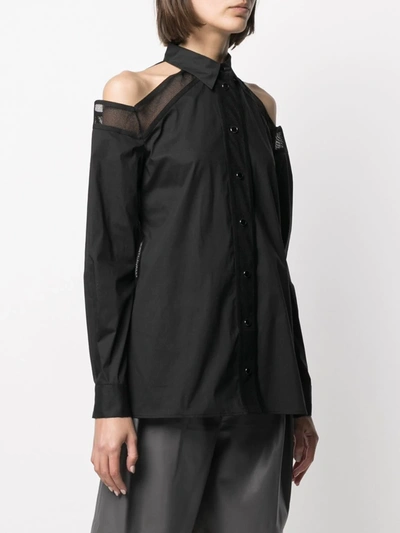 Shop Just Cavalli Cut-out Shoulder Long-sleeved Shirt In Black