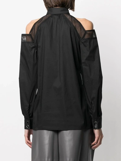 Shop Just Cavalli Cut-out Shoulder Long-sleeved Shirt In Black