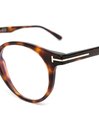 Shop Tom Ford Ft5557 Round-frame Glasses In Brown