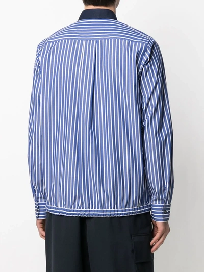 Shop Sacai Striped Cotton Shirt In Blue