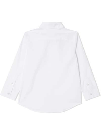 Shop Burberry Embroidered Collar Shirt In White
