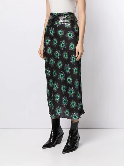 Shop Paco Rabanne Floral-print Midi Skirt In Black