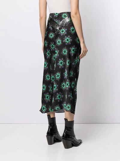 Shop Rabanne Floral-print Midi Skirt In Black