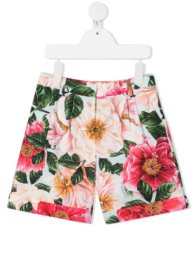 Shop Dolce & Gabbana Floral-print Cotton Shorts In Pink