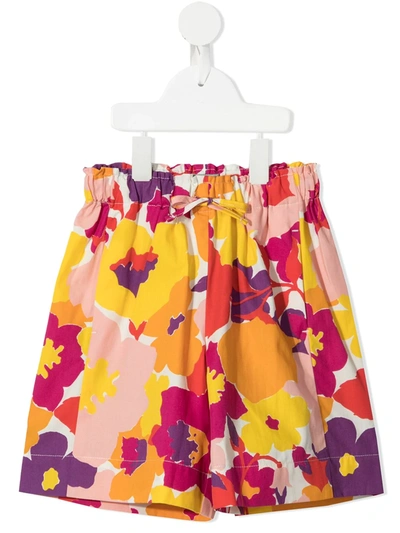 Shop Il Gufo Floral-print Drawstring Shorts In Red