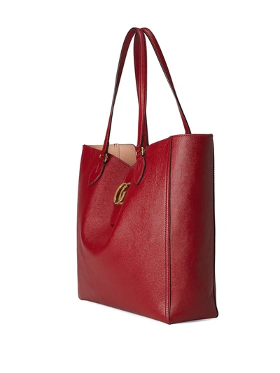 Shop Gucci Double G Logo Tote Bag In Red