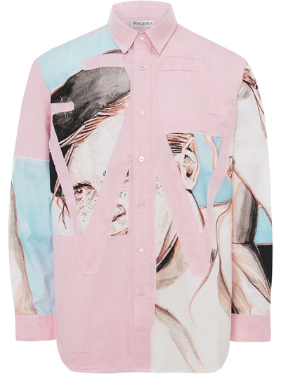 Shop Jw Anderson Anchor Panelled Appliqué Shirt In Pink