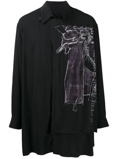 Shop Yohji Yamamoto Abstract Print Shirt In Black