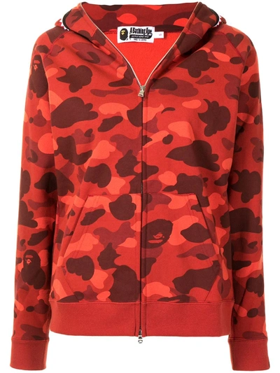 Shop A Bathing Ape Camouflage-print Hoodie In Red