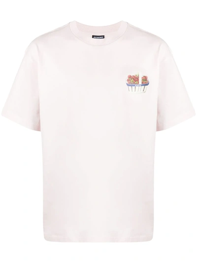 Shop Jacquemus Fraises Crew-neck T-shirt In Pink