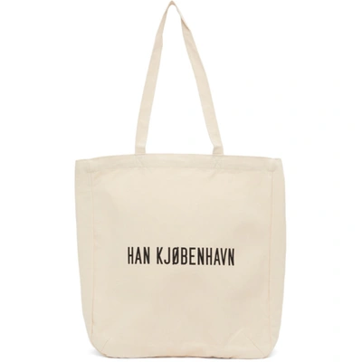 Shop Han Kjobenhavn Beige Canvas Logo Tote