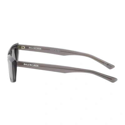 Shop Balenciaga Grey Tip Rectangular Sunglasses In 003 Asphalt