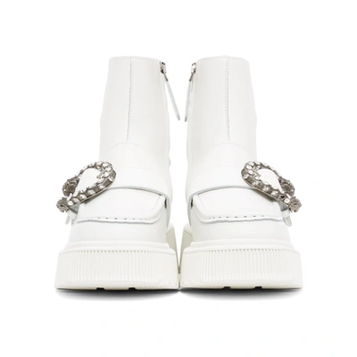 Shop Gucci White Tiger Head Boots In 9014 White