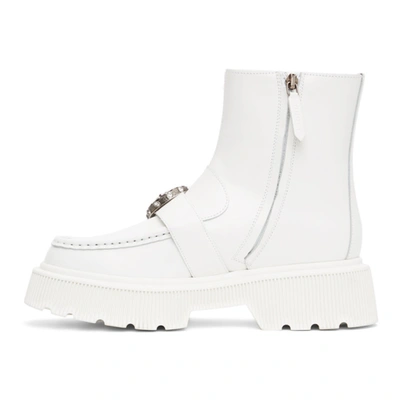 Shop Gucci White Tiger Head Boots In 9014 White