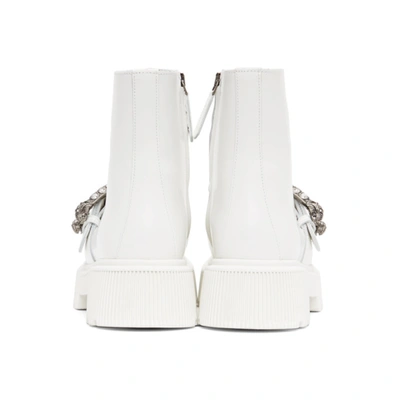 Shop Gucci White Tiger Head Boots In 9014 White