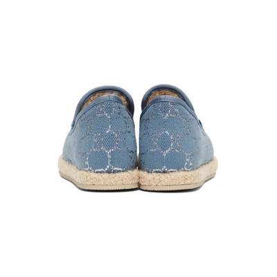 Shop Gucci Blue Lamé Gg Horsebit Loafers In 4693 Blu