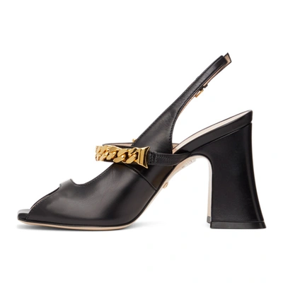 Shop Gucci Black Sylvie Chain Heeled Sandals In 1000 Black