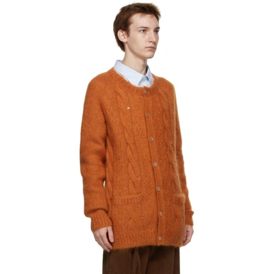 Shop Gucci Orange Mohair Gg Cardigan In 7500 Orange