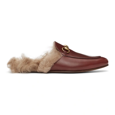 Shop Gucci Burgundy Princetown Loafers In 6062 Ruby B