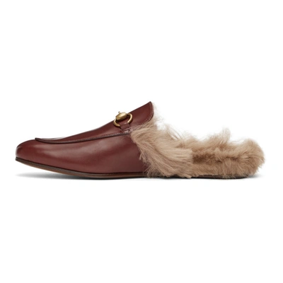 Gucci Princetown Horsebit Shearling-lined Leather Backless Loafers In Wine  | ModeSens