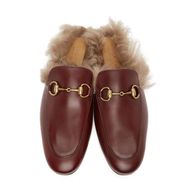 Shop Gucci Burgundy Princetown Loafers In 6062 Ruby B