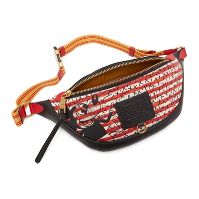 Shop Coach Black & White Keith Haring Edition Mickey Rivington Belt Bag In Olrem