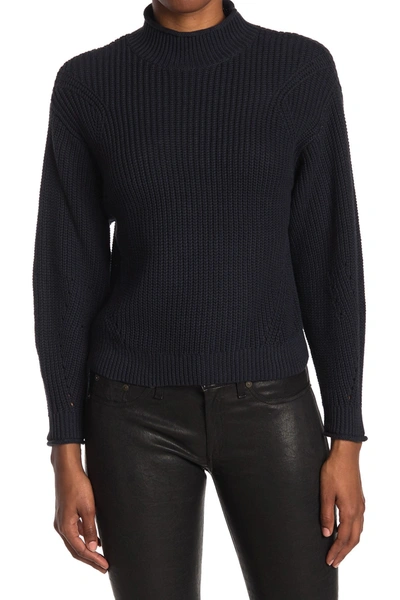 Shop Abound Easy Stitch Ribbed Knit Mock Neck Sweater In Navy Salute