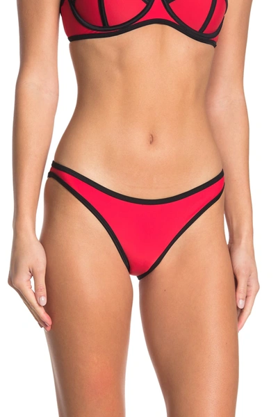 Shop Kendall + Kylie Pipe Trim Bikini Bottoms In Red/black