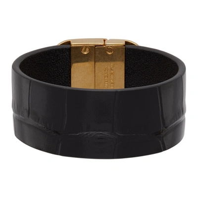 Shop Balenciaga Black Croc Large Bb Bracelet In 1000 Black