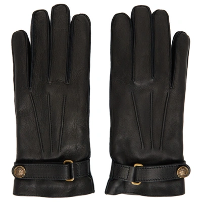 Shop Gucci Black Leather Gloves In 1000 Black