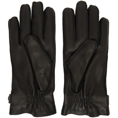 Shop Gucci Black Leather Gloves In 1000 Black