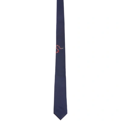 Shop Gucci Navy Silk Kingsnake Tie In 4000 Midnig